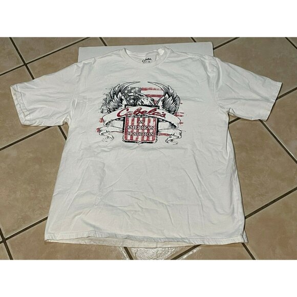 Cabela's shirt mens XL An American Tradition USA Flag short sleeve white - Picture 9 of 9